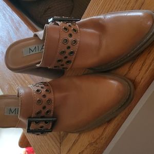 Tan slide on shoes